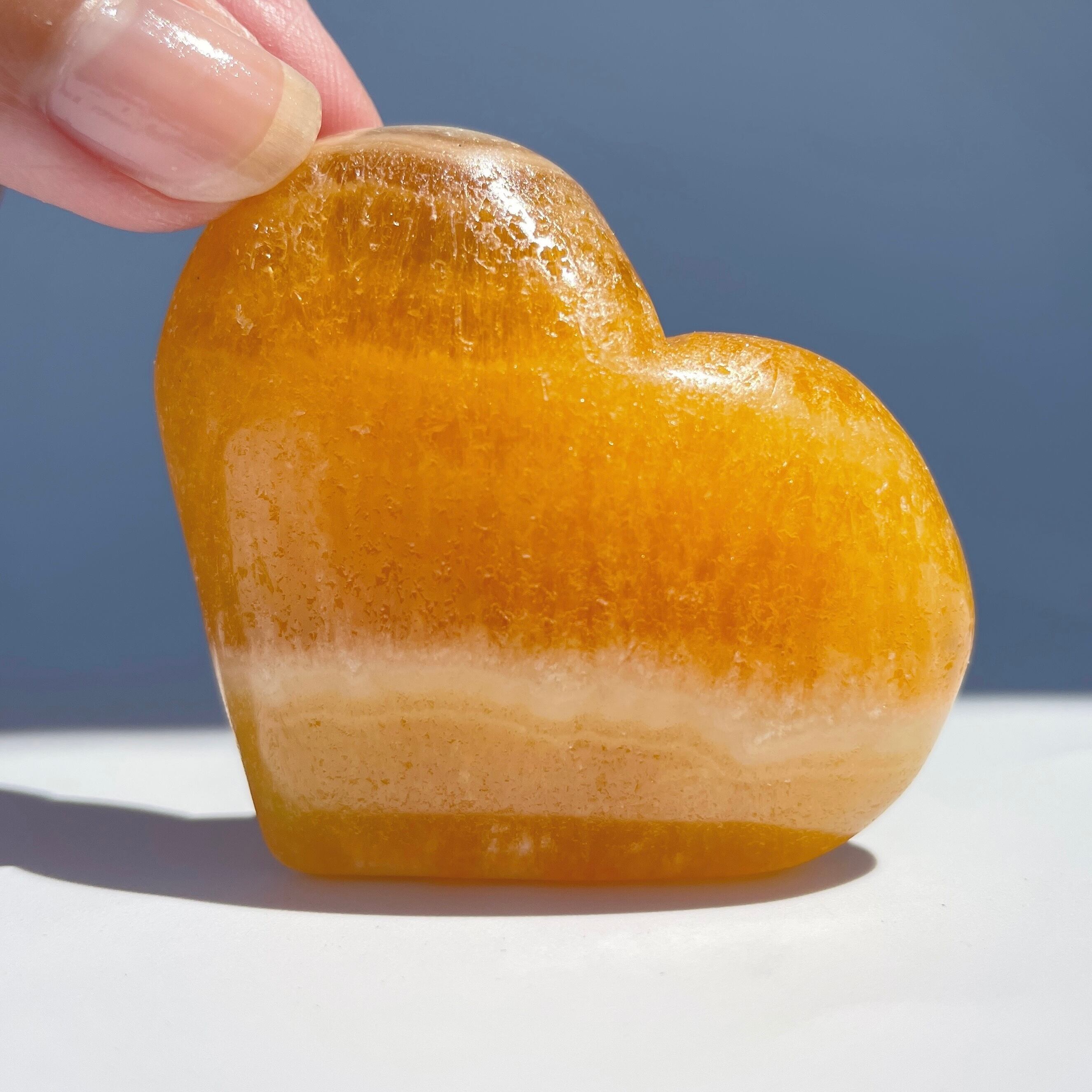 オレンジカルサイト ハート型01♡ Orange Calcite ♡天然石・鉱物