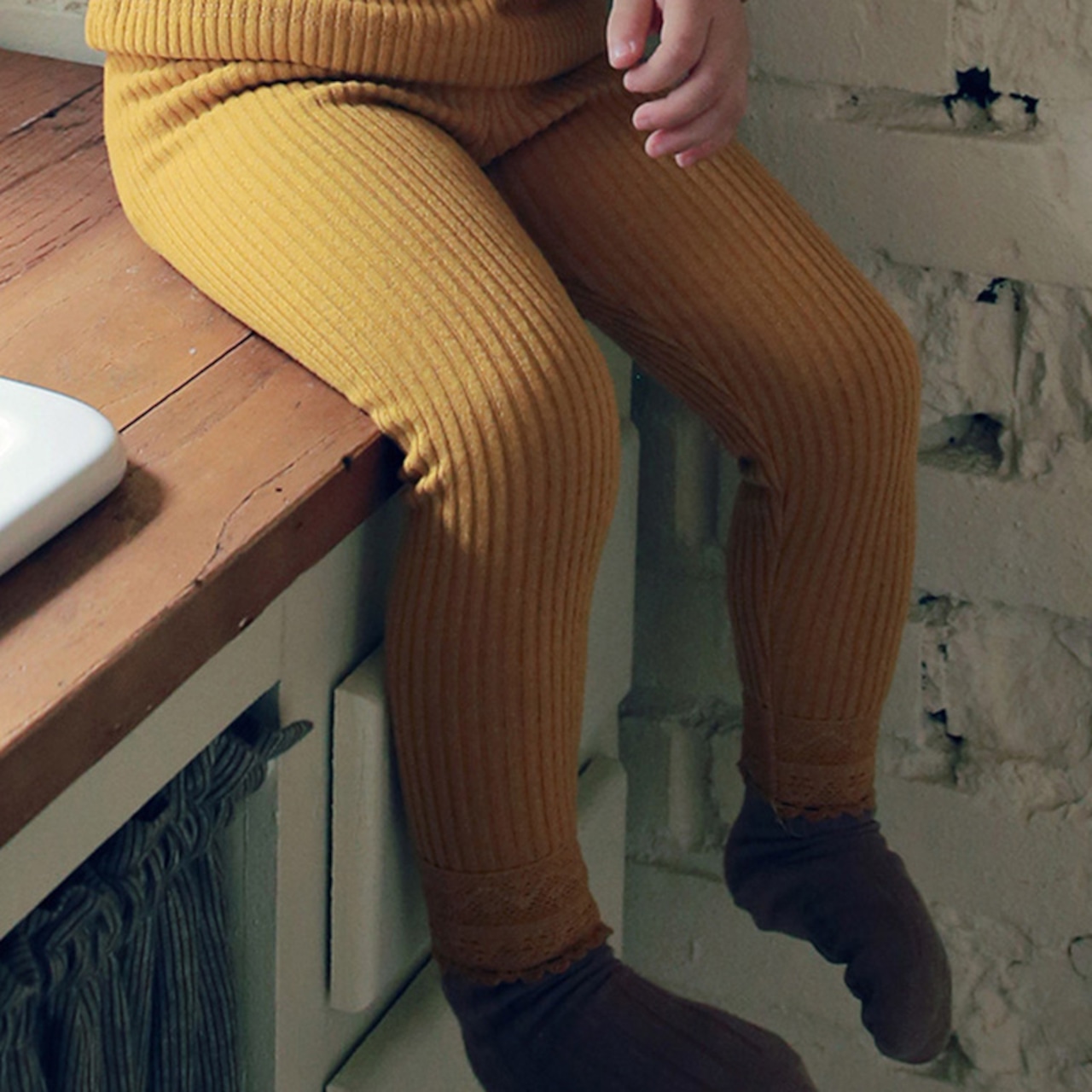 春リブ厚手レギンス4色