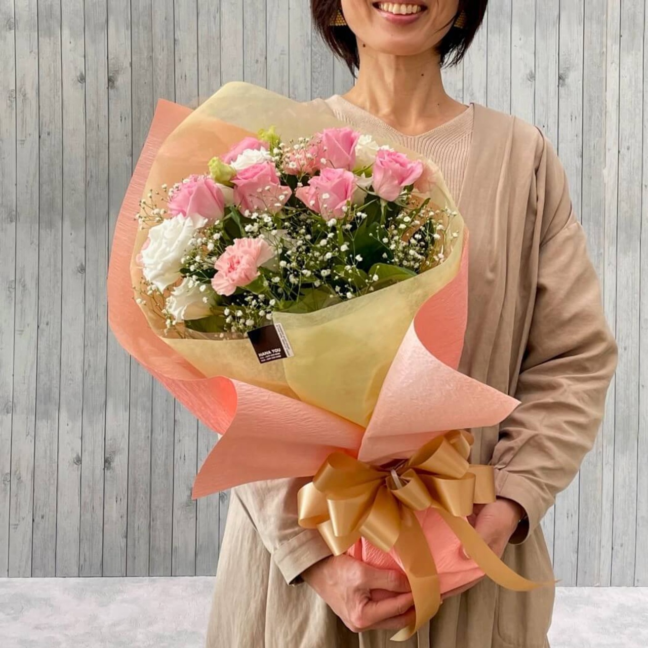 気持ちを伝えるブーケ「フェアリーピンク」(花束030)