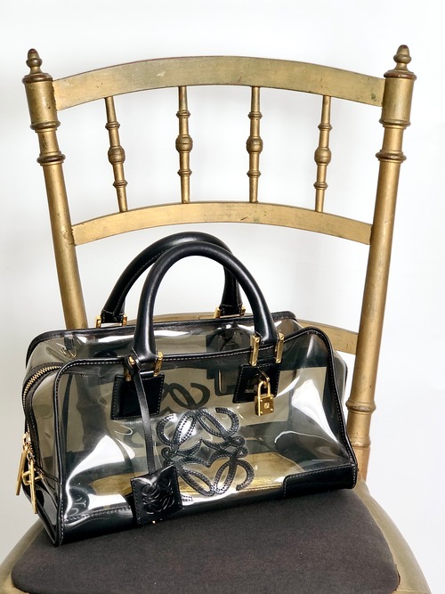 LOEWE ロエベ アマソナ ハンドバッグ ブラック アナグラム ビニール レザー ミニボストン vintage ヴィンテージ オールド sek63g