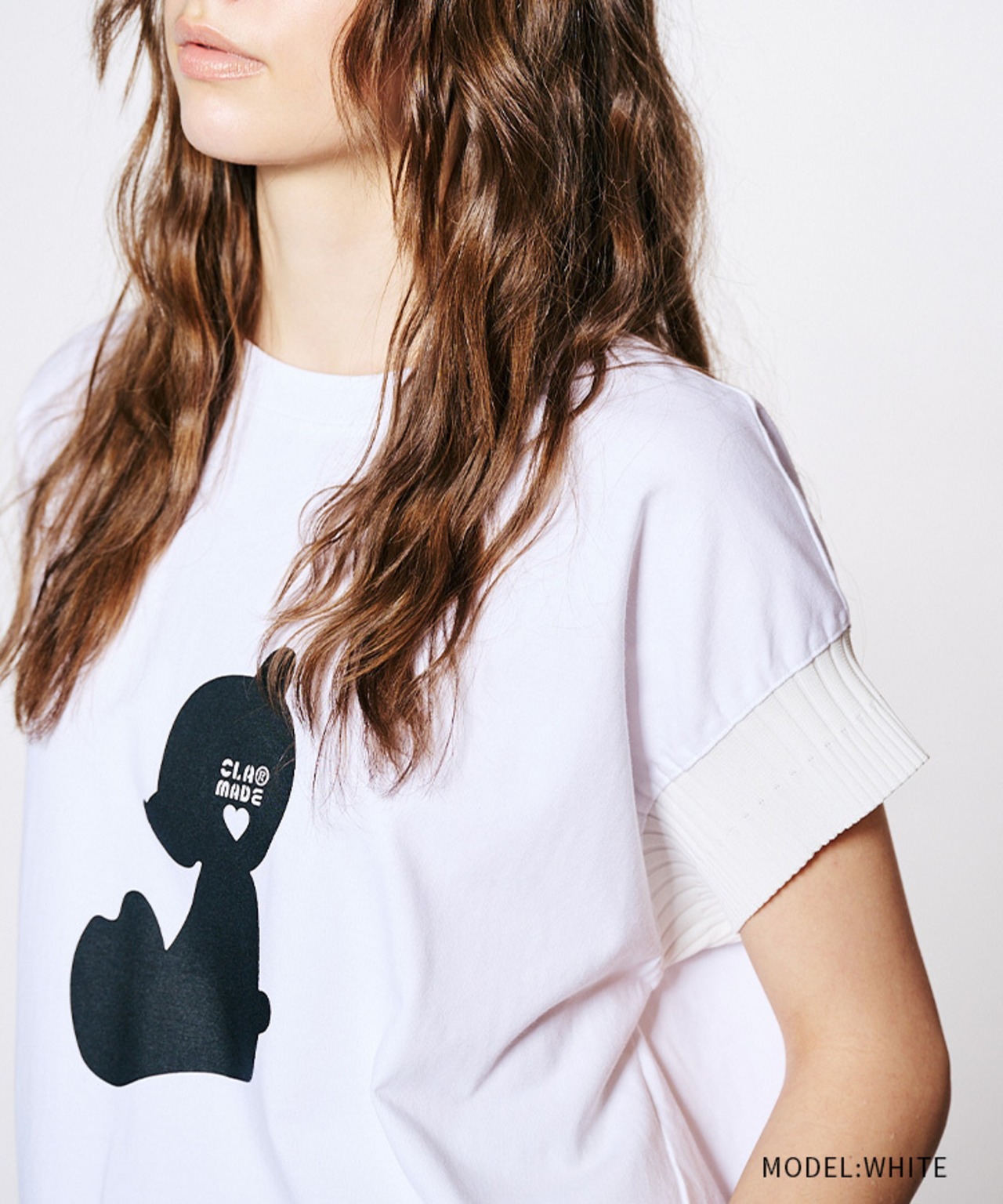 COOLAベアープリントリブスリーブTOPS (WHITE)　CQ-48133