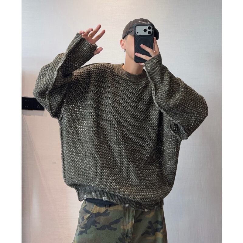dannyandzeeリバーシブル透かし編みメッシュニット