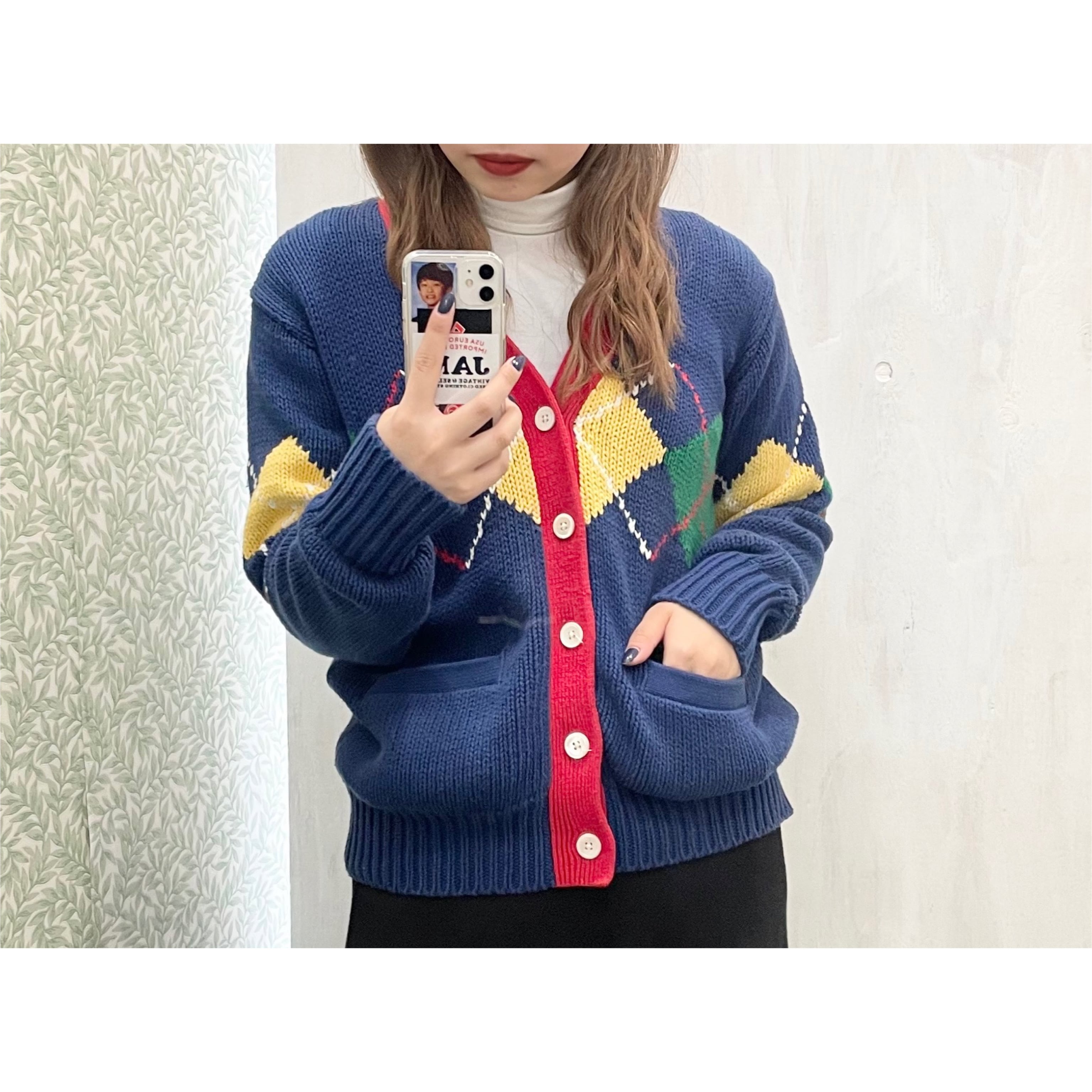 Ralph Lauren/cardigan/colorful/knit/navy/red/yellow/green/ラルフ