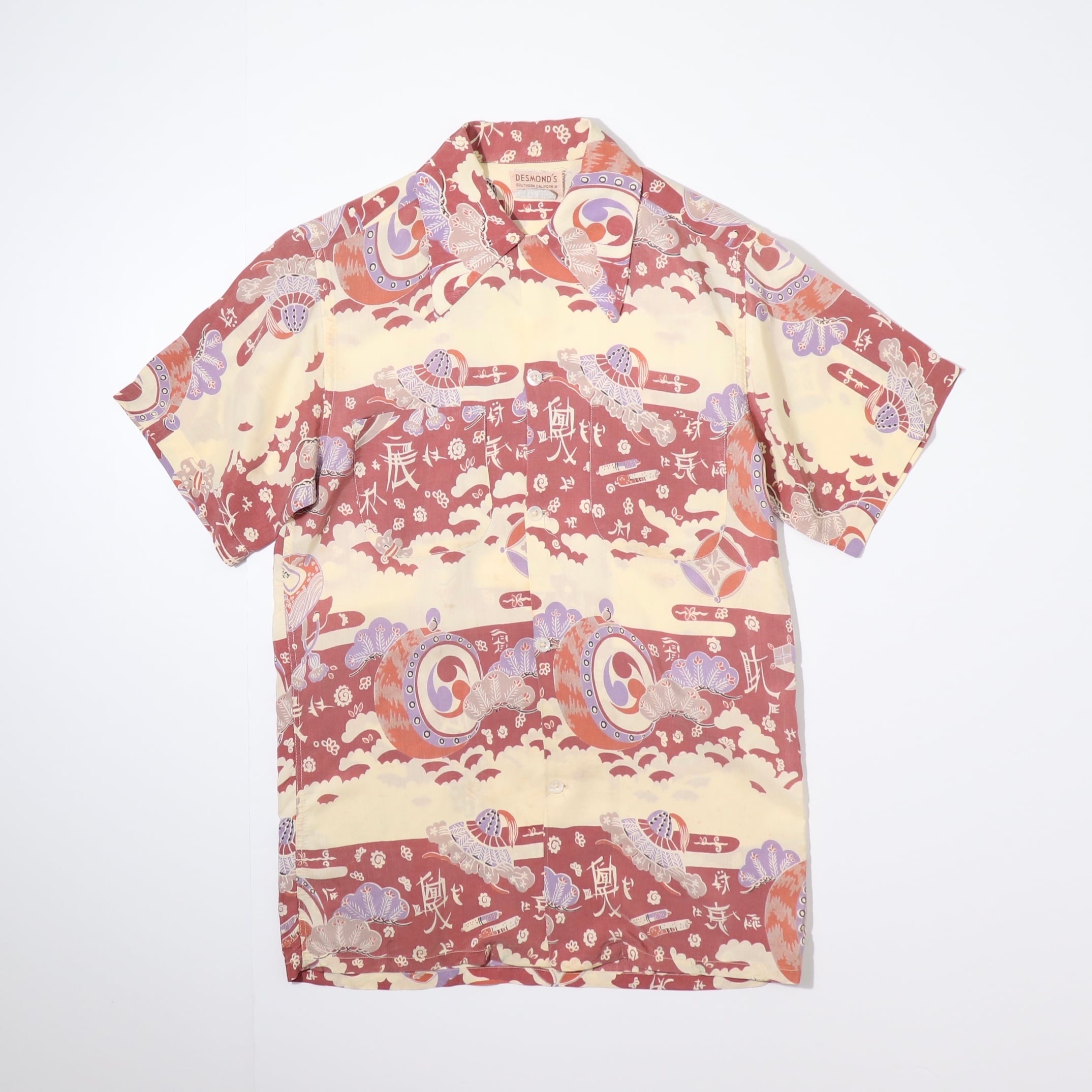 40's〜50's "DESMOND'S" s/s Hawaiian Shirts 和柄 40年代 50年代 アロハシャツ　A719