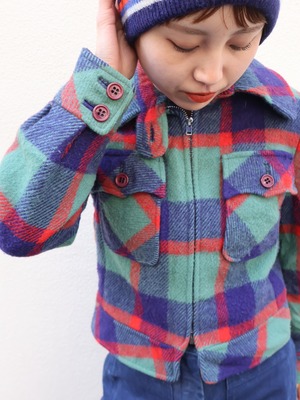 70s plaid wool jacket【1717】