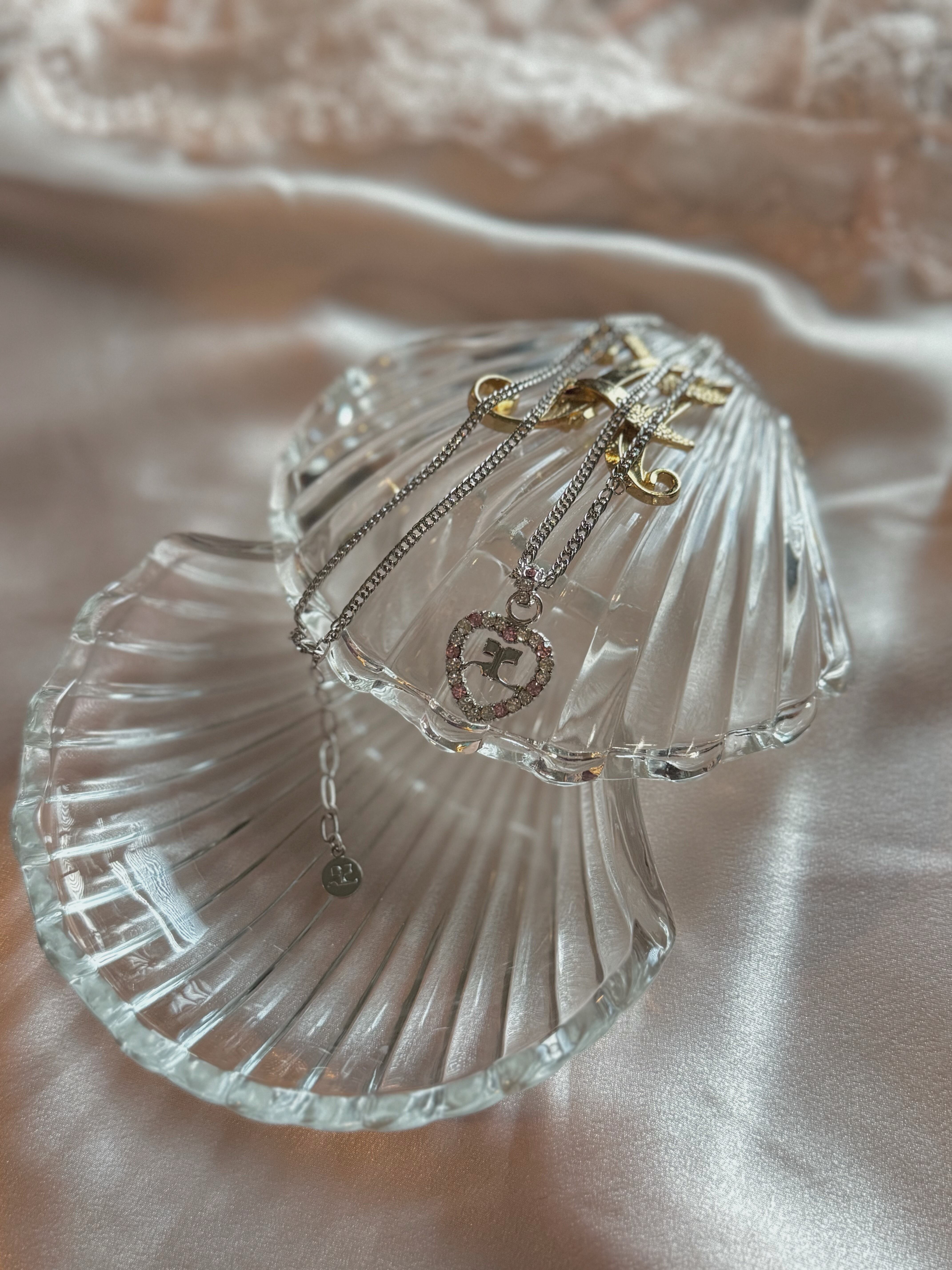 Courrèges kirakira heart logo necklace
