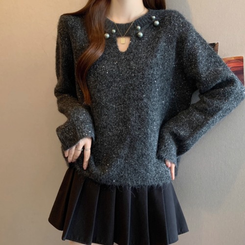 2色／カットアウトデザインラメニット ・73120