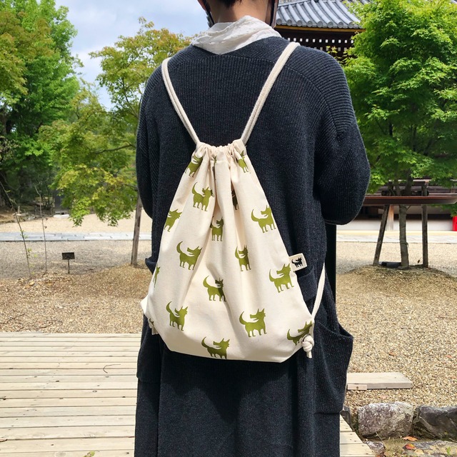 ウルフ舎のナップサック/ウルフくん/オリーブグリーン