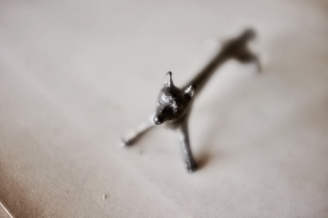 フランス 黙想する動物たちとカトラリーレスト キツネさん アンティーク