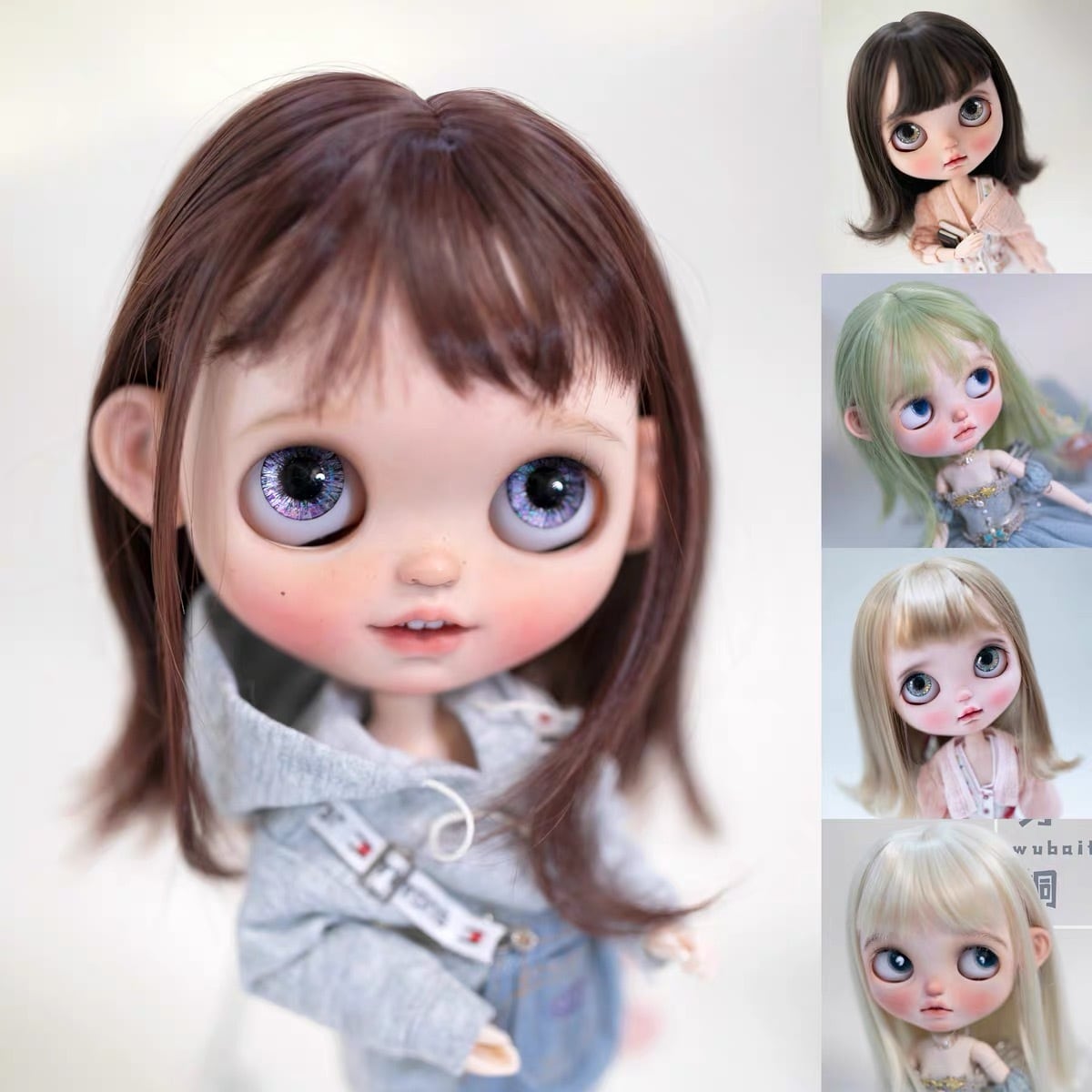 モヘア 9ー10インチ Blythe ブライス 大1/3 ヘア セットウィッグ ウィッグ ウイッグ 服 球体関節人形 BJD ドール ドール用 パーツ  部品 ヘッドパーツ