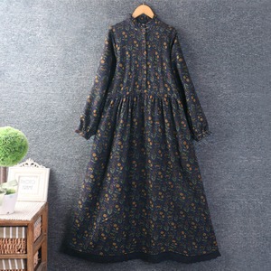 長袖 スタンドカラー ワンピース 3col 1080