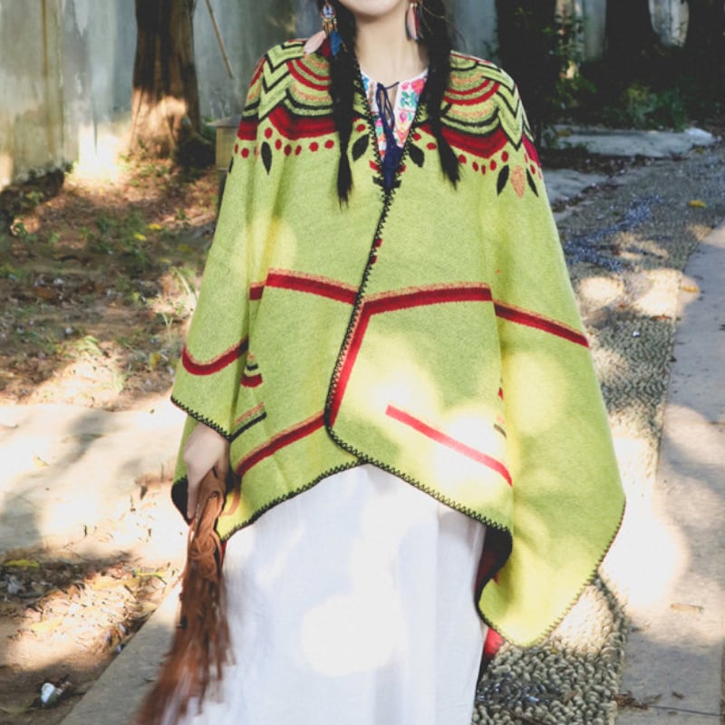 Boho Geometric 2WAY Poncho Wrap S0216