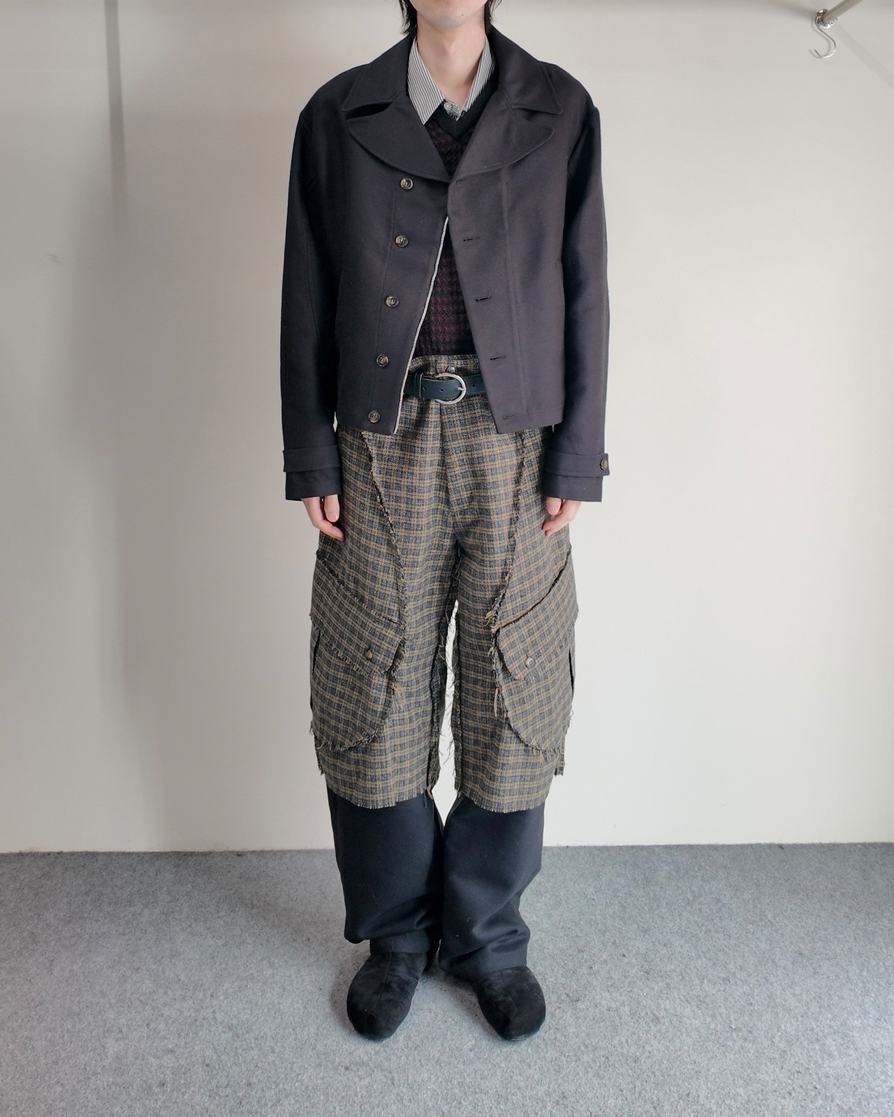 【26/AW STRONGTHE】MOSS / LAYERED POUCH CARGO PANTS