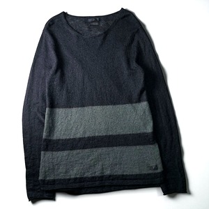 Vintage striped low-gauge mohair knit "BLACK"