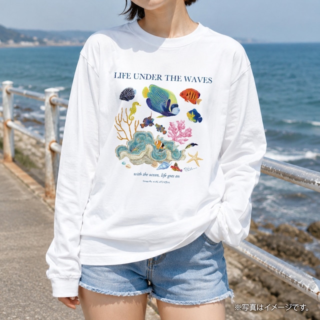 海の生きもの長袖Tシャツ（タテジマキンチャクダイ）｜LIFE UNDER THE WAVES Model-11