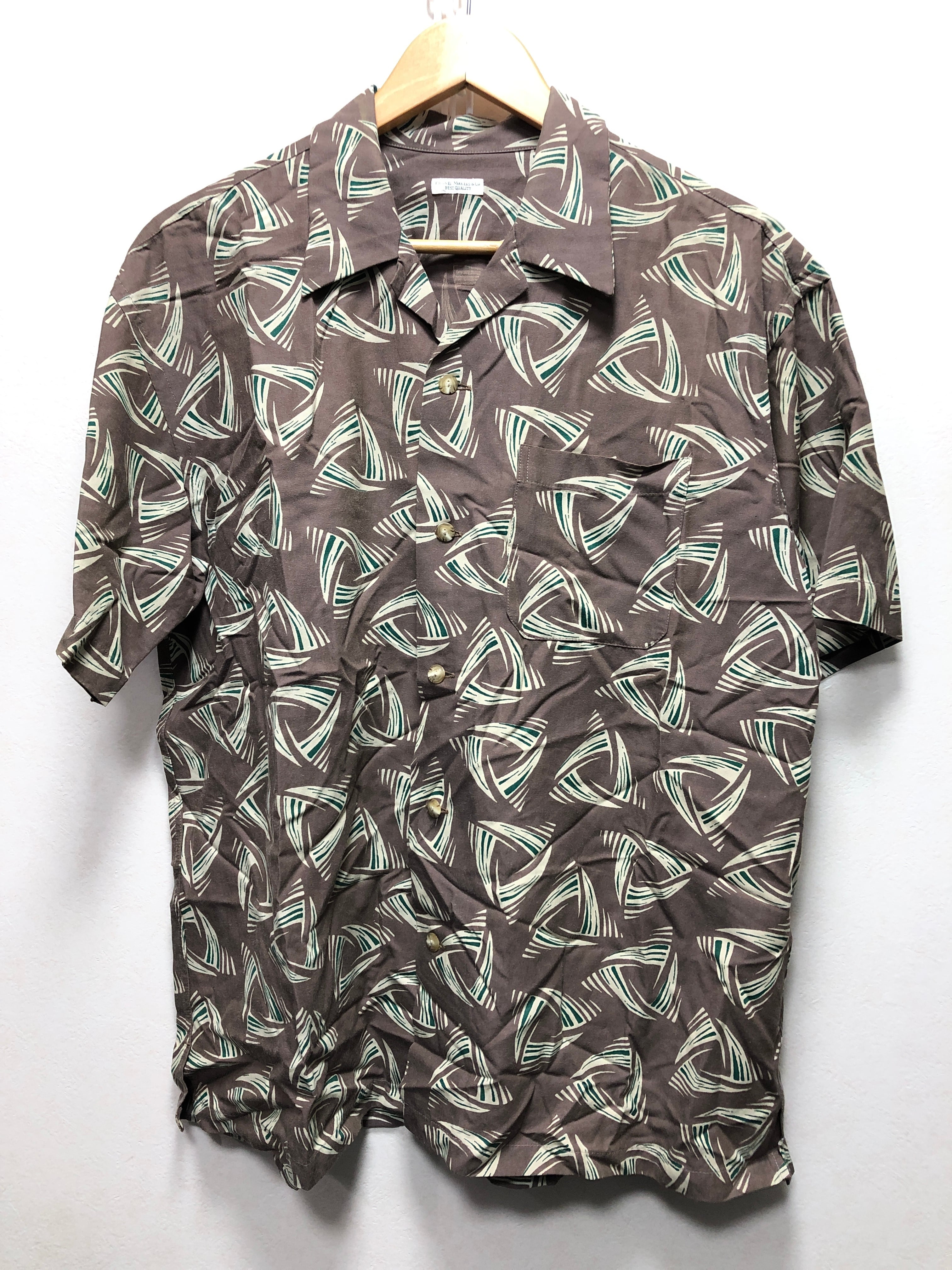 045090 PHIGVEL DELTA PATTERN OPEN COLLAR SS SHIRT 半袖 オープン