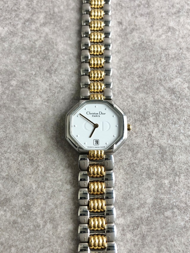 Christian Dior クリスチャン ディオール 腕時計 シルバー ゴールド ステンレススチール オクタゴン vintage ヴィンテージ オールド vpvxy4