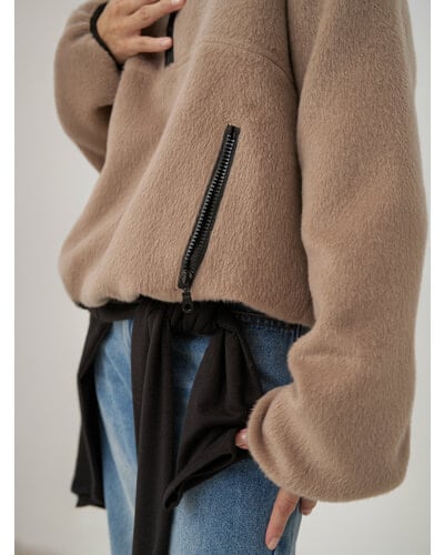 【YENN】[Y254-41126] SHAGGY HALF ZIP JK