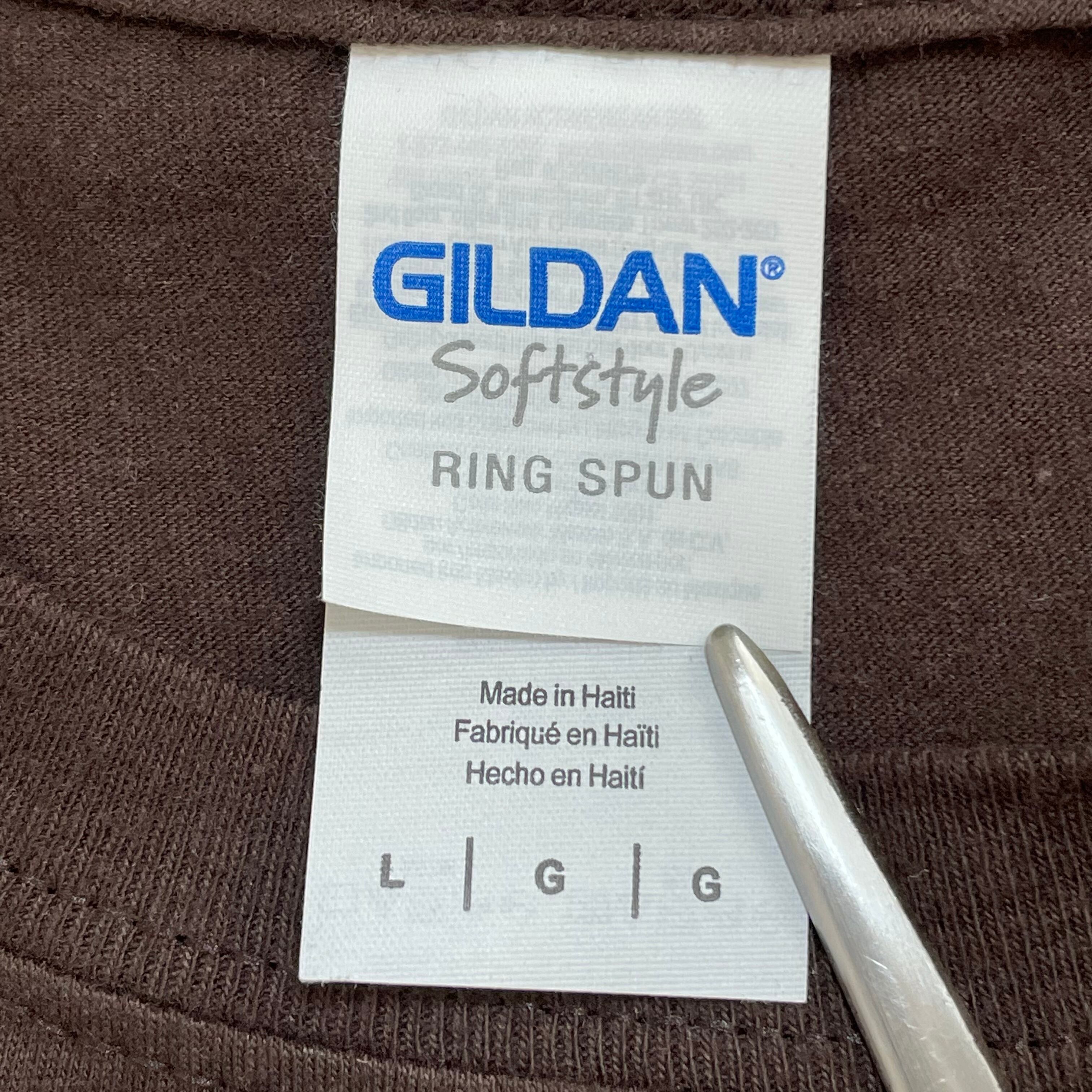 GILDAN 4段プリント 半袖TシャツL グレー