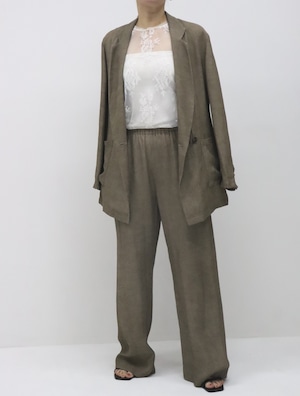 フィラメントレーヨン麻ツイルジャケット(モカチャ)