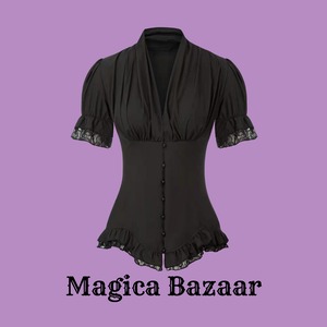 ダークウィッチクラフト〜ゴシック&スチームパンクテイスト半袖ブラウス〜M23213