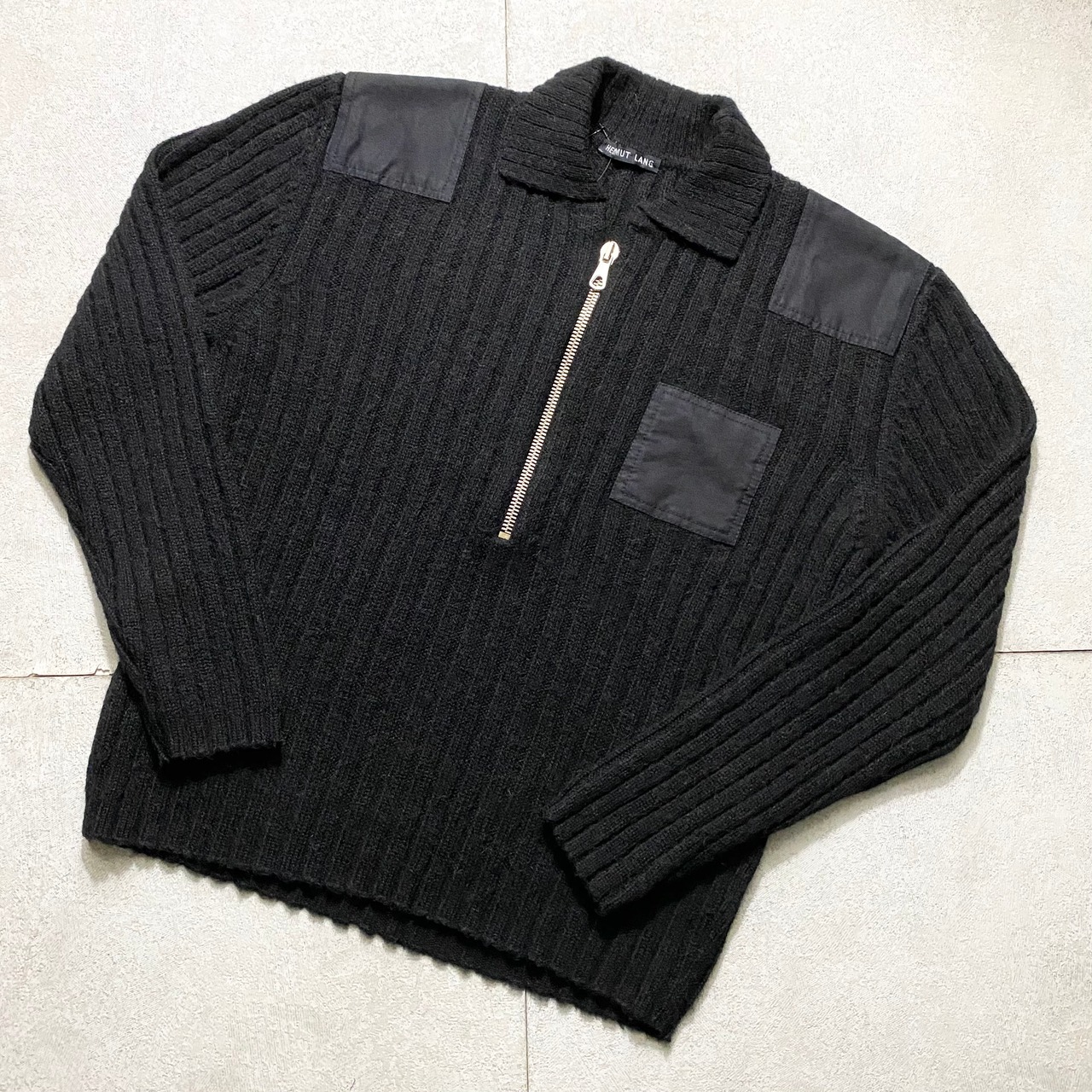 archive HELMUT LANG black half zip army sweater