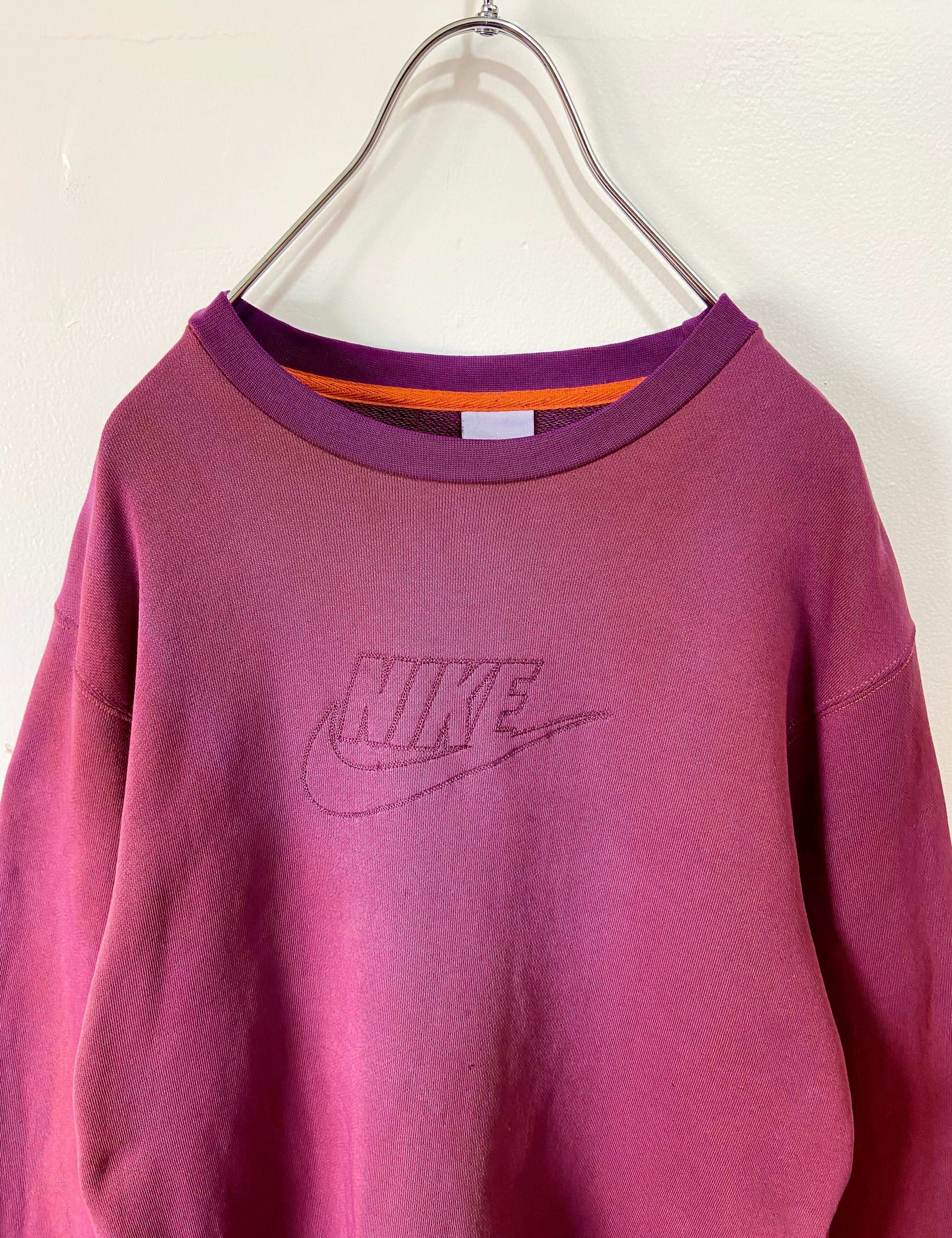 《USA製》ナイキ NIKE 90s☆スウェット L 刺繍ロゴ ピンク