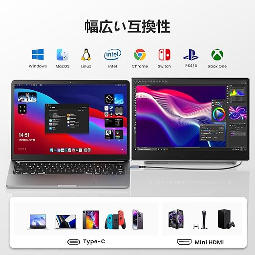 デュアルディスプレイ ダブルモニター トリプルモバイルモニター 14