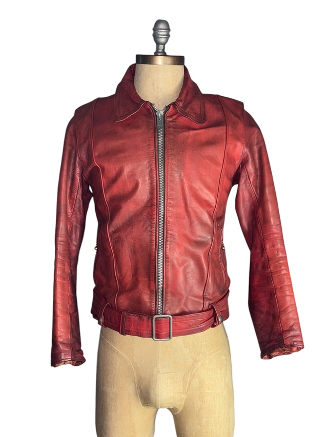 vintage 1970’s HIGHWAYMAN red leather single riders jacket