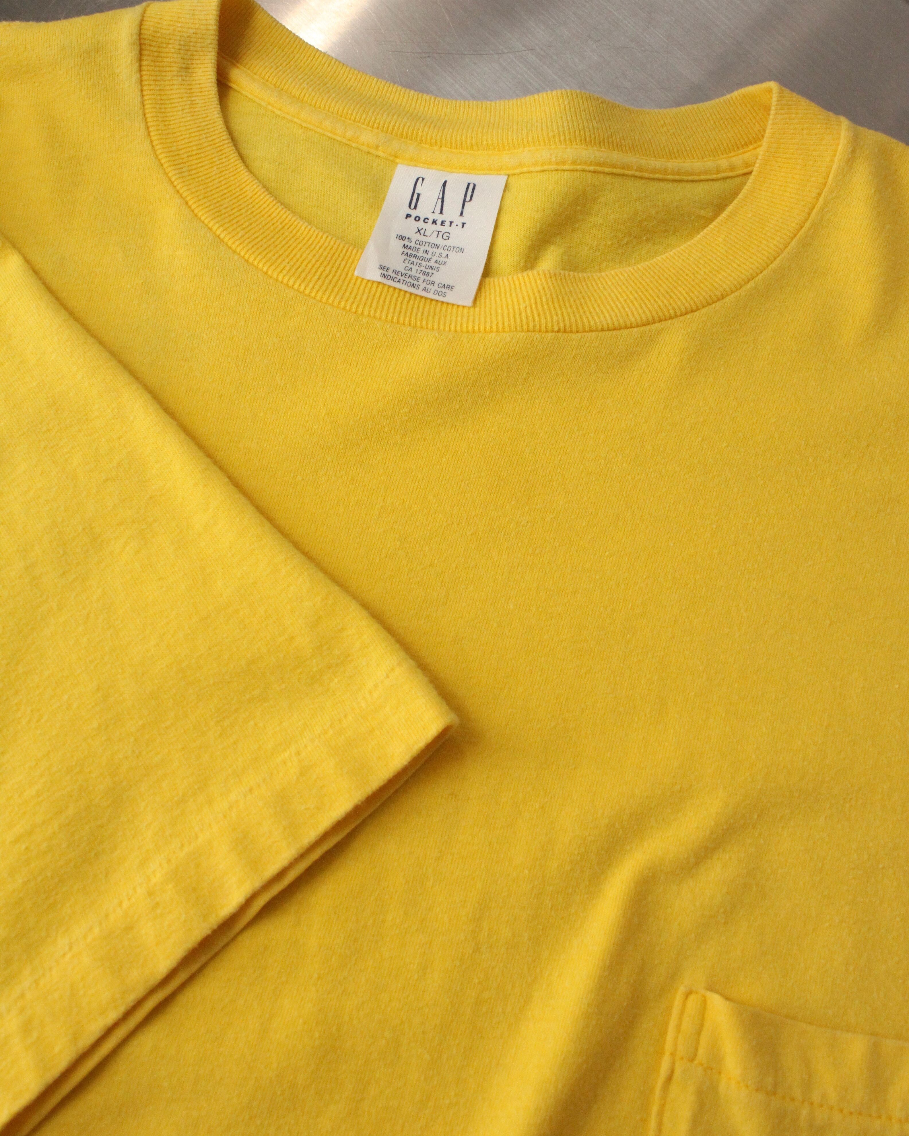 90s~ OLD GAP "Yellow" Plane Pocket S/S Tee USA製