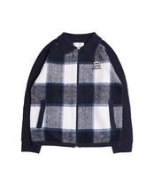 【#Re:room】WOOL CHECK SWITCHING ZIP UP KNIT JACKET［REK132］