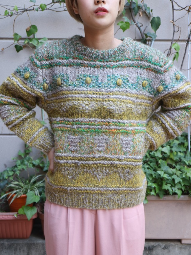 Mohair design knit sweater 【6315】