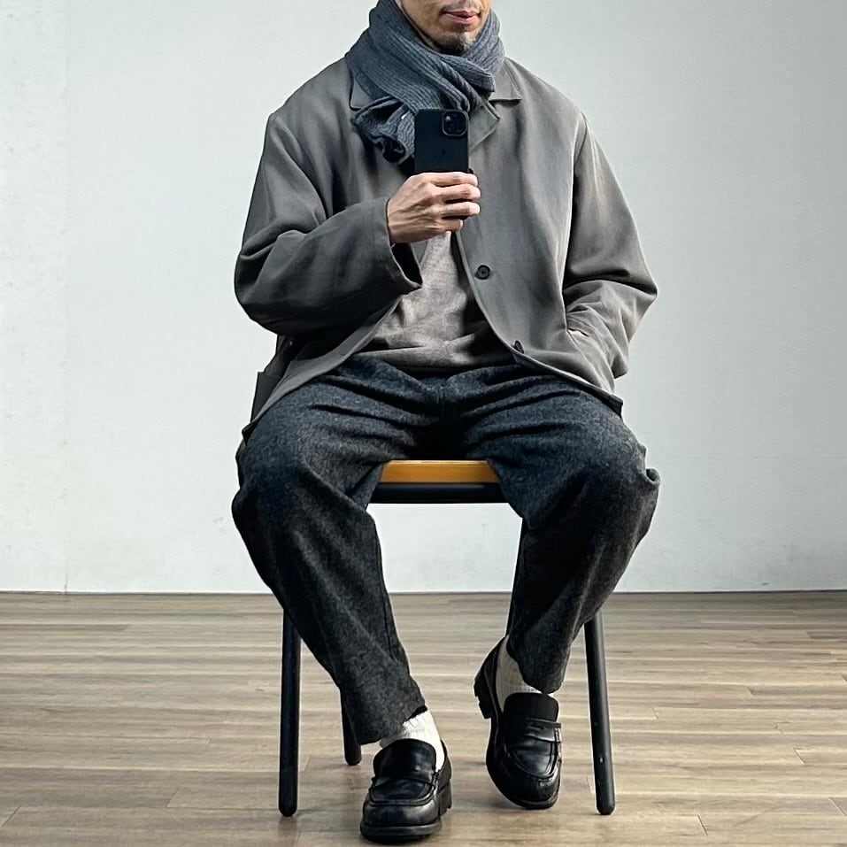 25AW》【STILL BY HAND】SILK NEP WOOL EASY WIDE TROUSERS スティル