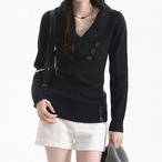 v neck side button tops /l0962