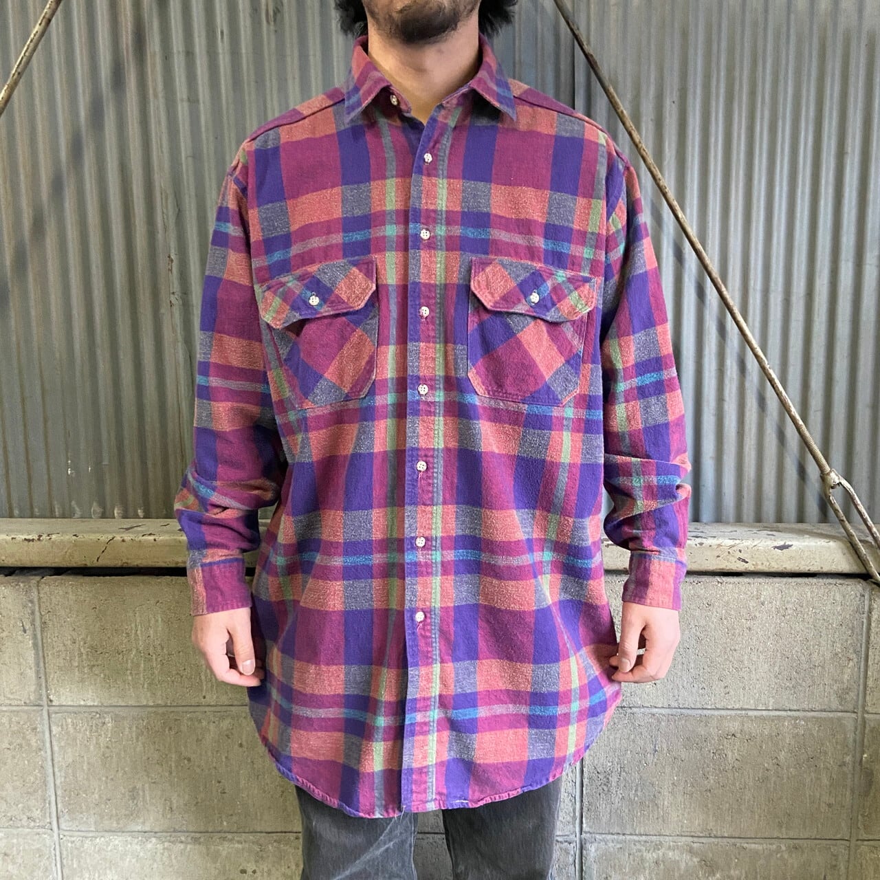 80年代 USA製 WOOLRICH ウールリッチ チェック柄 ヘビーネルシャツ