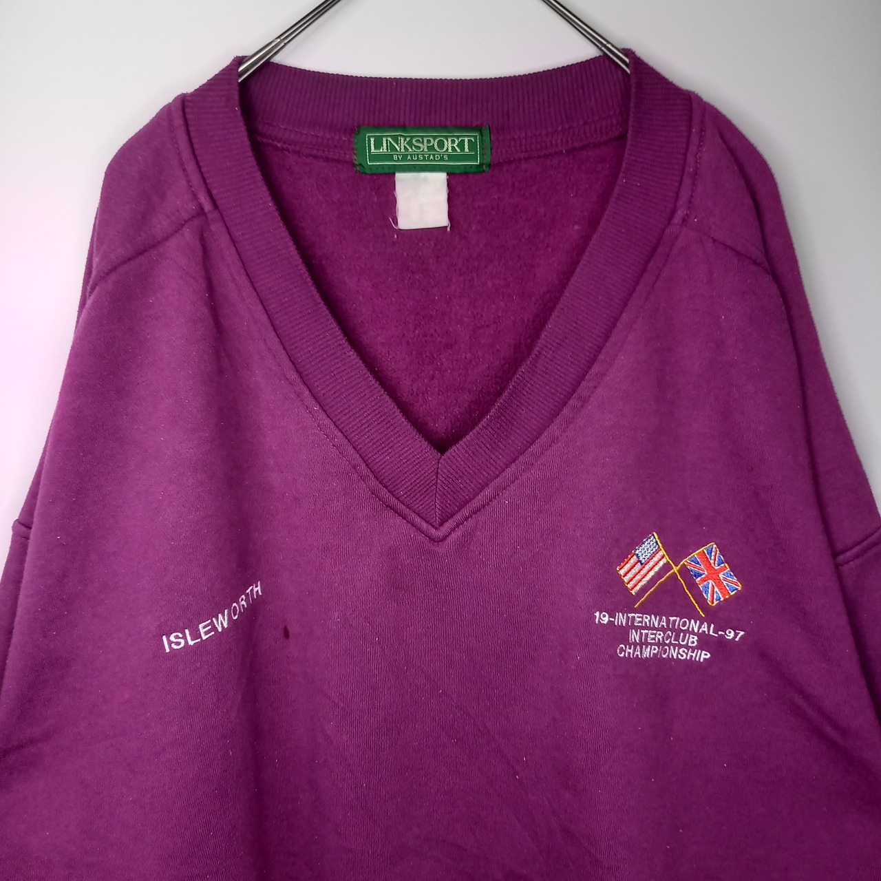 LINKSPORT　Vネック　記念スウェット　トレーナー　企業　刺繍ロゴ
