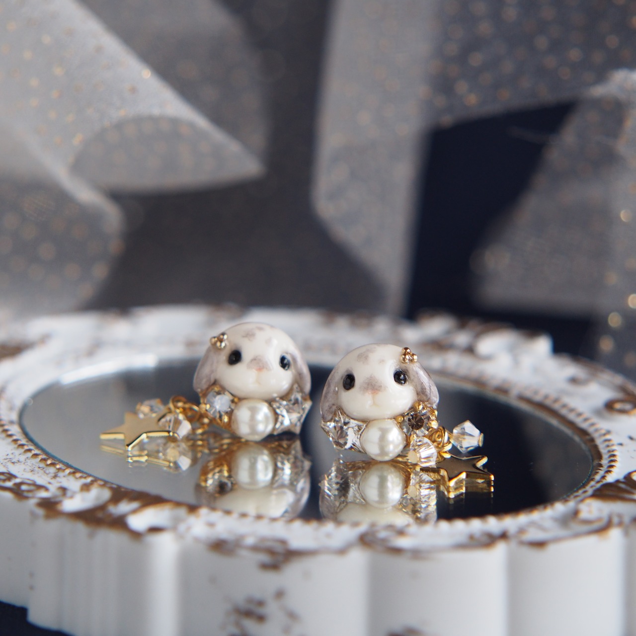 星うさぎピアス/イヤリング（たれ耳）