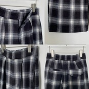 Double pleated ombre check PT/black