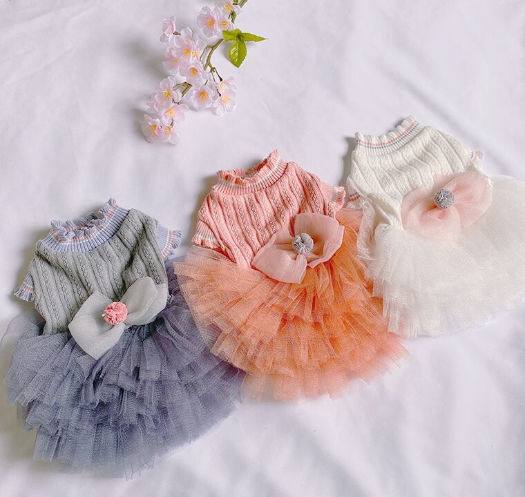 BABYニットワンピース S ~ XL 3color / 犬服 新作 春夏 ドレス ドッグウェア 犬の服 ワンコ服 可愛い 猫