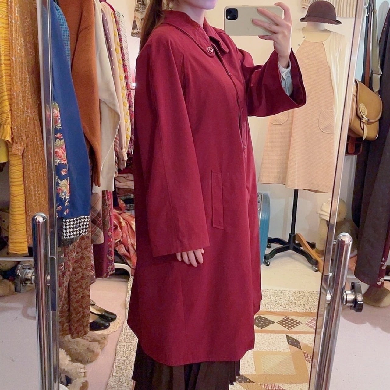 bordeaux check liner coat