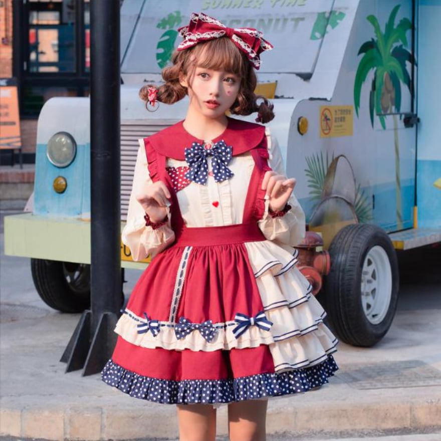 ストライプデザイン リボン 赤と青 コスプレスカート 赤と青 HANECTONE スクールリボン 制服 リボン ストライプ エンジ ネイビー 赤