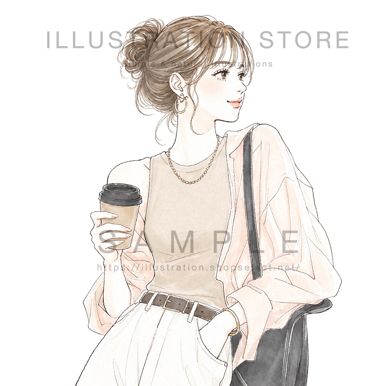 コーヒーを持つ女性のイラスト素材