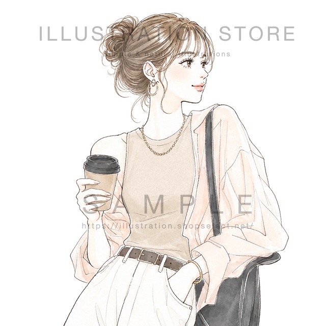 コーヒーを持つ女性のイラスト素材