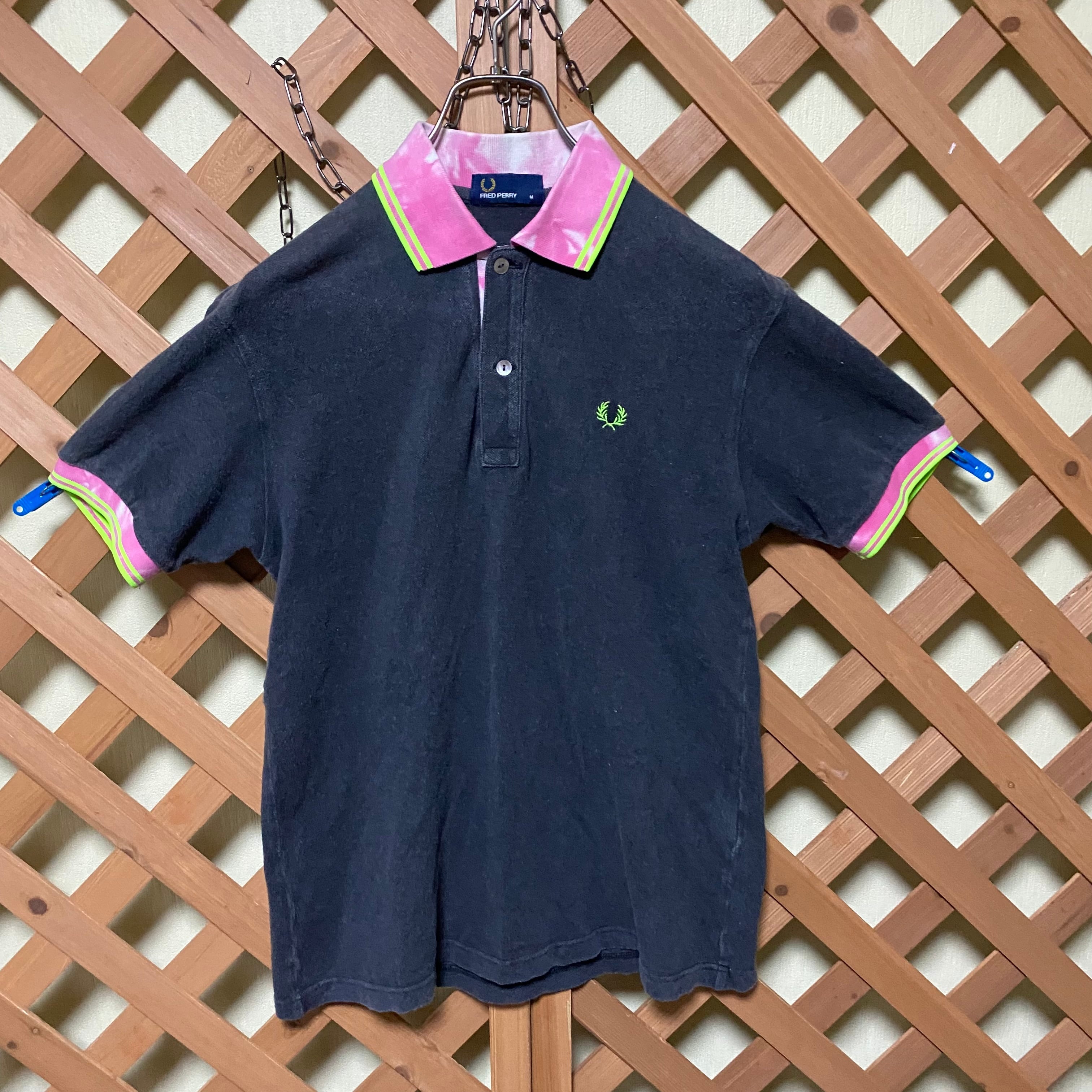 FRED PERRY フレッドペリー ポロシャツ グレー 襟 別カラー ピンク