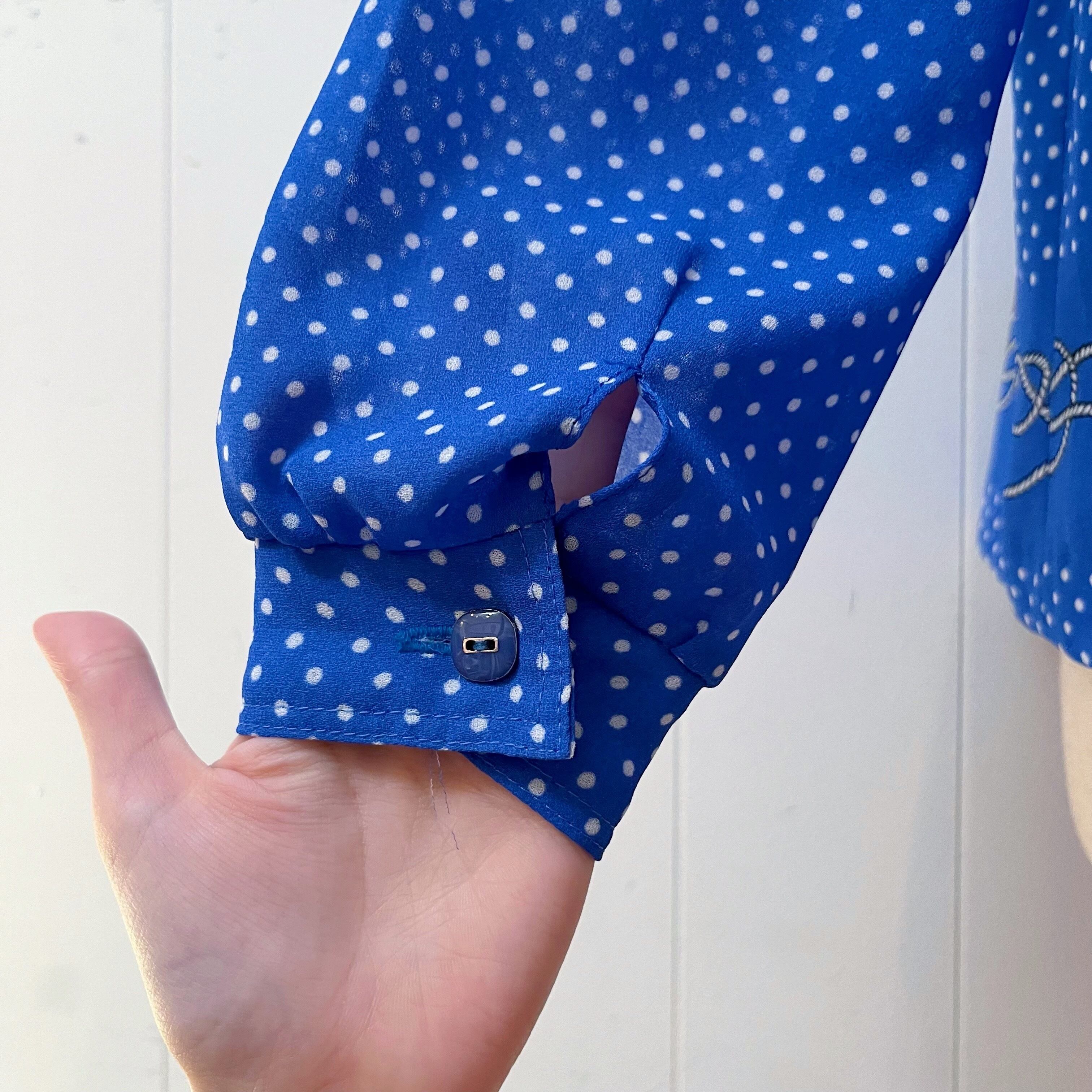 marine dot blue shirt