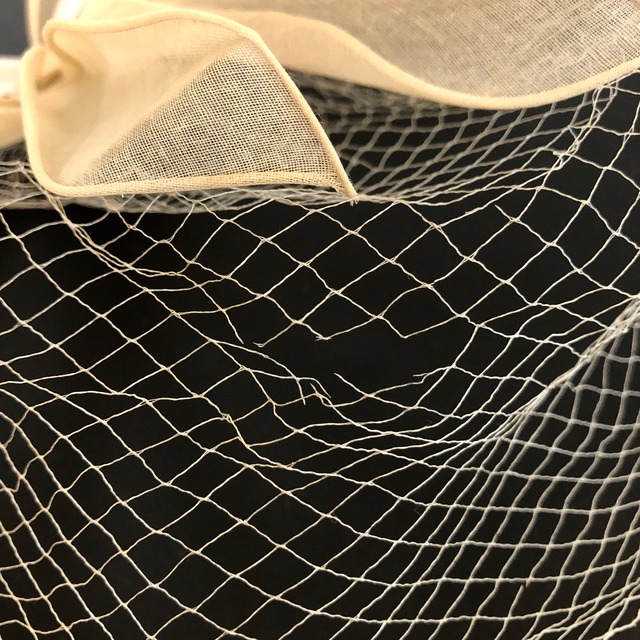 beige net tulle with organdy motif