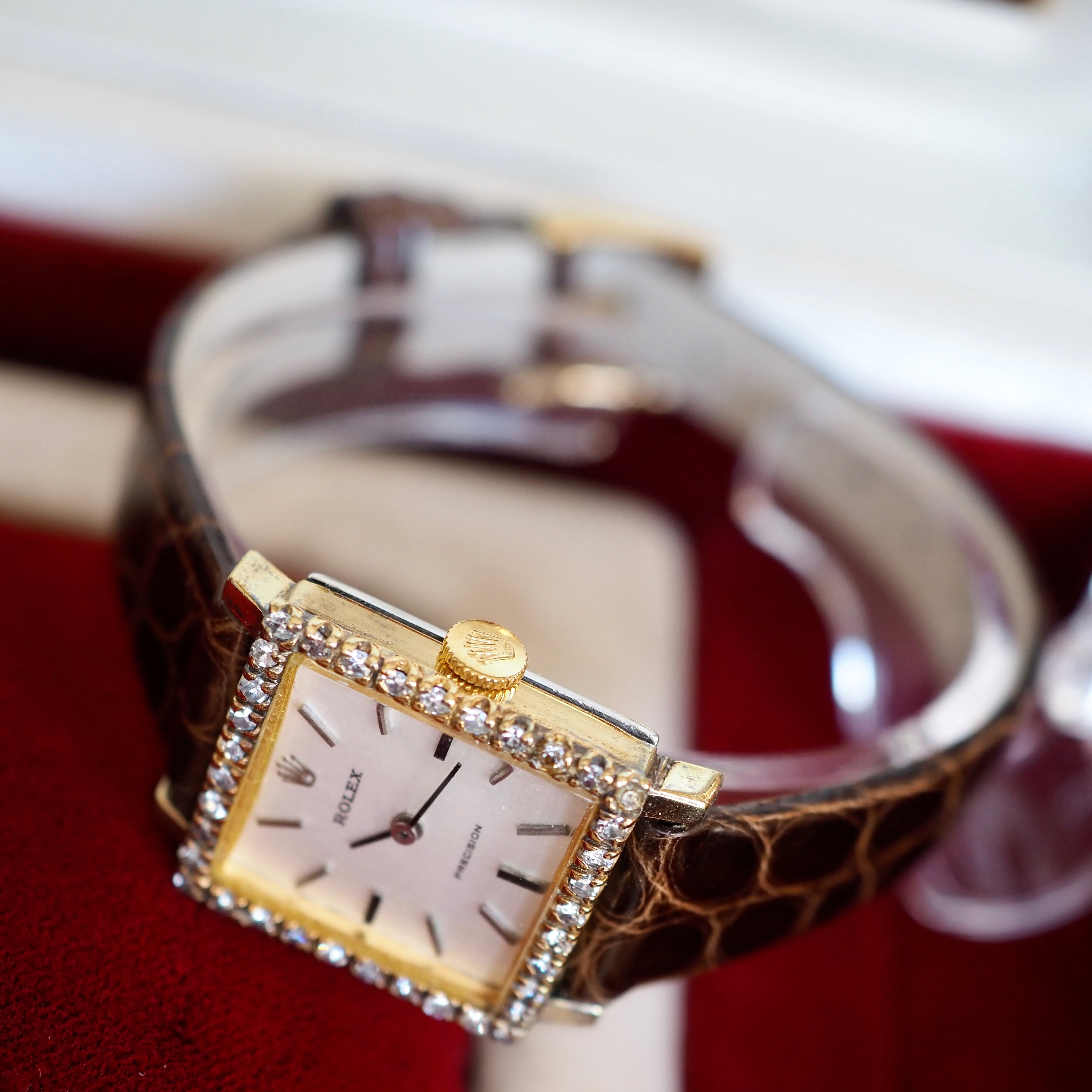OH済・美品✨ROLEXロレックス ダイヤモンドベゼル アンティーク時計 ROLEX ロレックス ダイヤベゼル ゴールドスクエア ジュエリーウォッチ