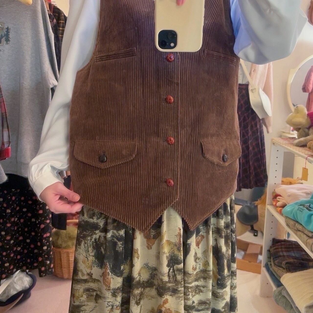 brown corduroy paisley liner vest