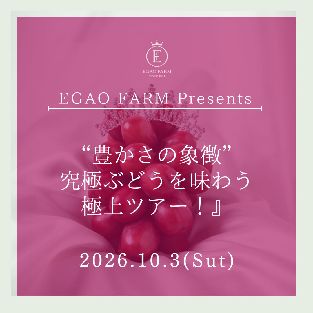 【大人】10/3開催 EGAOFARM presents 『豊かさの象徴 究極ぶどうを味わう 極上ツアー!』