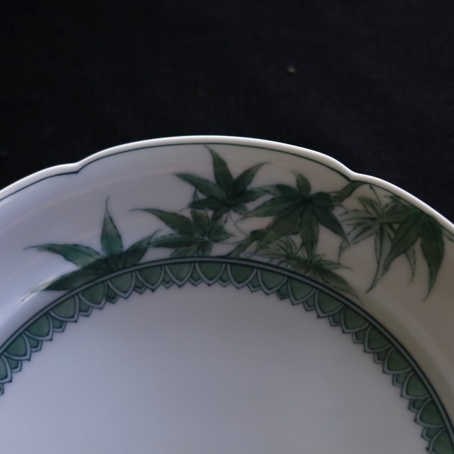 AS 平戸松山窯 クロム六彩花輪花渕プレート皿